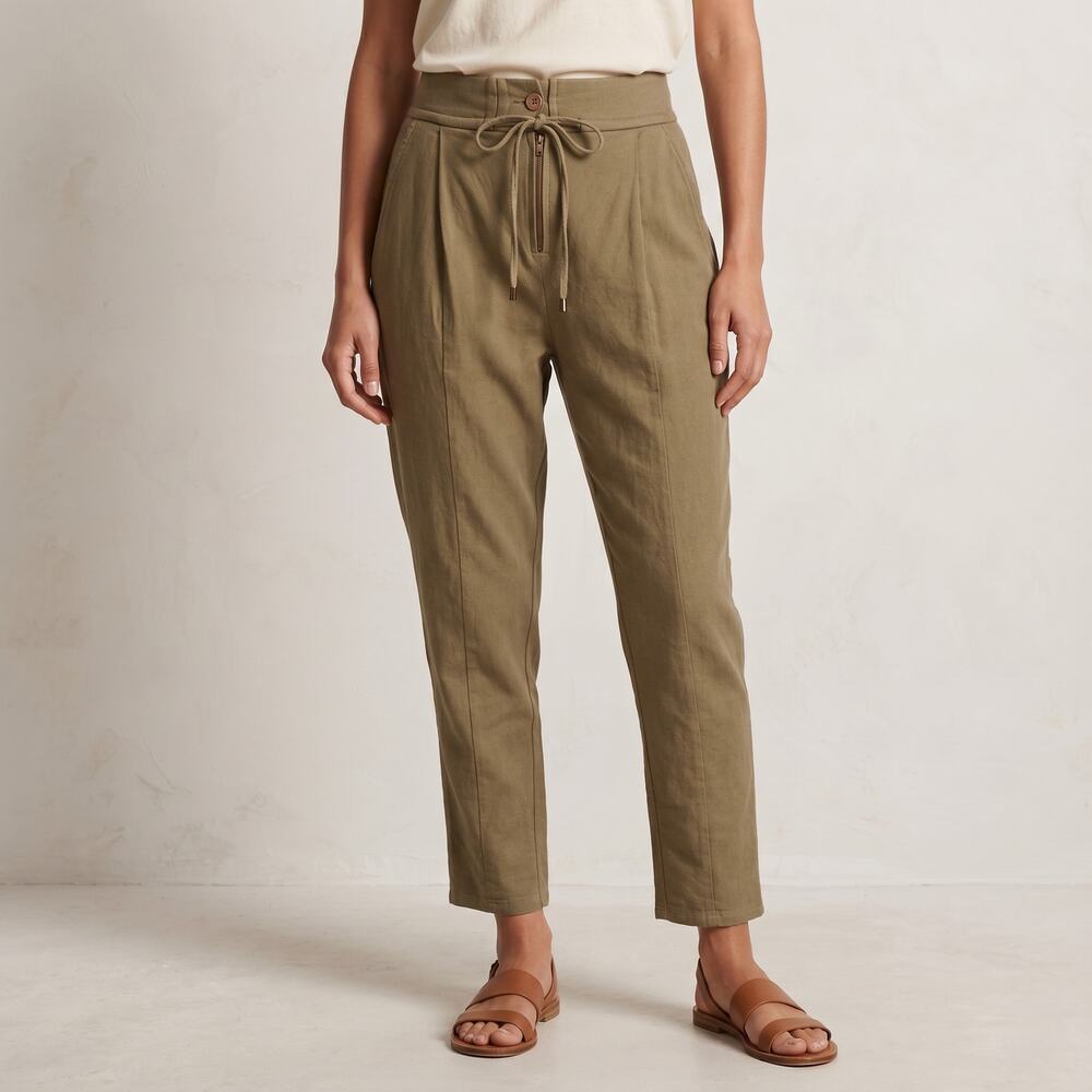 Apiece Apart Olive Green Pleated Jogger pant tapered crop size Small